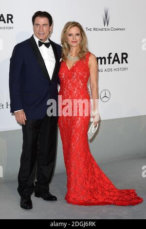 John Travolta and Kelly Preston attending the amfAR Gala, Hotel Du Cap, Antibes, part of the 67th Festival de Cannes.    Stock Photo