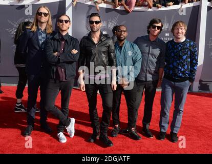 Maroon 5 arriving at the MTV Video Music Awards 2014, The Forum, Inglewood, Los Angeles.  Stock Photo