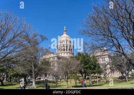 Aerial Views Of The City Of Austin Texas Along The Colorado River Stock Photo