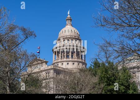 Aerial Views Of The City Of Austin Texas Along The Colorado River Stock Photo