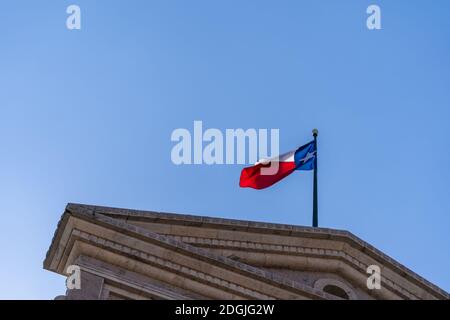 Aerial Views Of The City Of Austin Texas Along The Colorado River Stock Photo