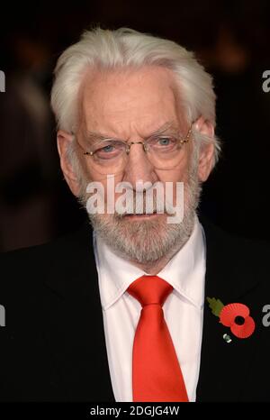 Donald Sutherland attending The Hunger Games: Mockingjay Part 1 Premiere, Odeon Cinema, Leicester Square, London. Stock Photo