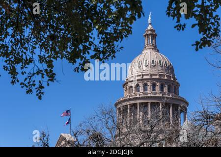 Aerial Views Of The City Of Austin Texas Along The Colorado River Stock Photo