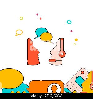 Conversation with support filled line icon, simple illustration Stock Vector