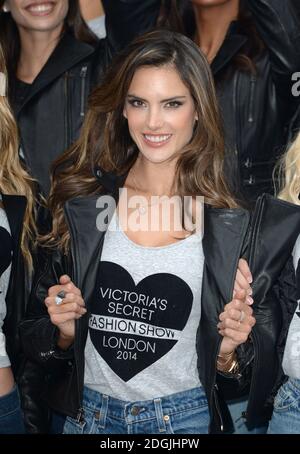 Model Alessandra Ambrosio poses at Victoria's Secret Push-Up Bra and