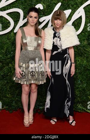 Bee Shaffer and Anna Wintour arriving at the British Fashion Awards 2014, the Colosseum Theatre, London. Stock Photo