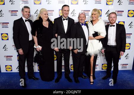 The Cast and Crew of Mrs. Brown's Boys, with Brendan O'Carroll (3rd r) and Jennifer Gibney (4th r) arriving at the British Comedy Awards 2014 held at Fountain Studios, Wembley, London Stock Photo