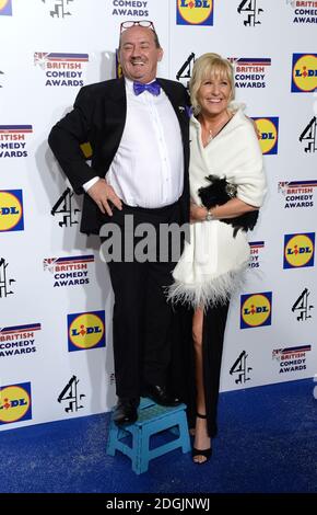 Brendan O'Carroll and Jennifer Gibney arriving at the British Comedy Awards 2014 held at Fountain Studios, Wembley, London.  Stock Photo