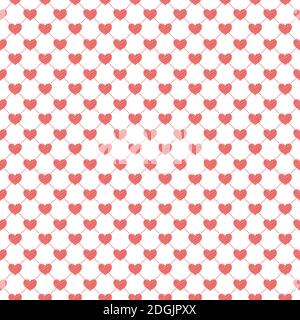 Seamless hearts Pattern. Valentines day red background. Abstract Background. Chains of hearts. 14 February love seamless pattern. Garlands of hearts. Stock Vector