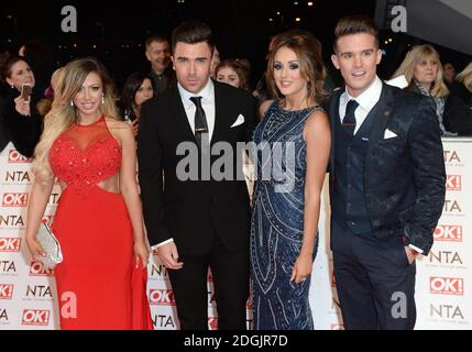 Holly Hagan, James Tindale, Charlotte-Letitia Crosby and Gary Beadle on the red carpet at the National Television Awards 2015 held at the O2 Arena, London. This year the NTAs are celebrating their 20th year. Stock Photo