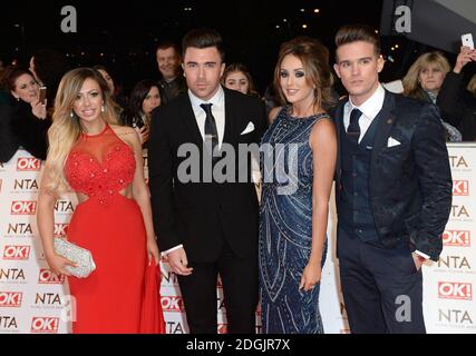 Holly Hagan, James Tindale, Charlotte-Letitia Crosby and Gary Beadle on the red carpet at the National Television Awards 2015 held at the O2 Arena, London. This year the NTAs are celebrating their 20th year. Stock Photo