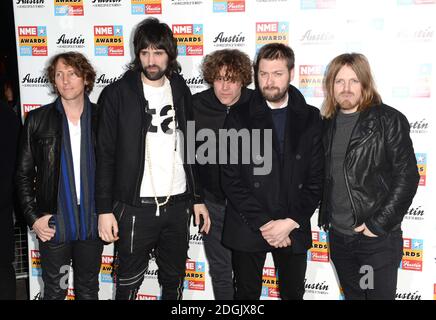 Kasabian (Made up of Tom Meighan, Sergio Pizzorno, Chris Edwards and Ian Matthews) attending the NME Awards 2015 with Austin Texas held at O2 Academy Brixton in London Stock Photo