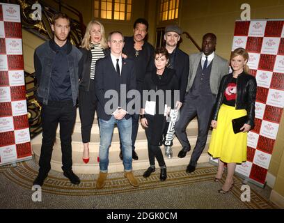 Calvin Harris, Sara Dallin, Lionel Richie, Lisa Stansfield, Boy George, Ozwald Boateng and Emilia Fox with David Thomas attending the Vanity Project For The Prince's Trust held at Cafe Royal in London Stock Photo