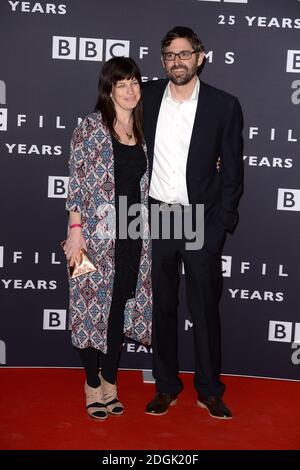 Louis Theroux and wife Nancy Strang attending the BBC Films 25th Anniversary Reception held at the BBC Radio Theatre, Portland Place, London Stock Photo