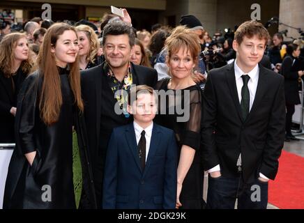 Andy Serkis and family attending the Jameson Empire Film Awards 2015 held at Grosvenor House, on Park Lane, London Stock Photo