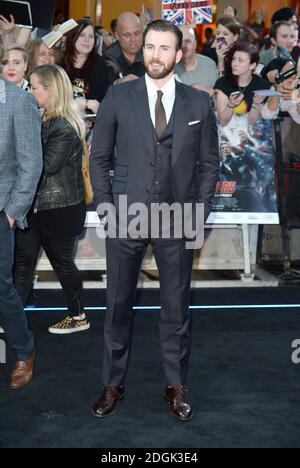 Chris Evans (Steve Rogers/ Captain America) attending Marvel Avengers: The Age Of Ultron European Film Premiere held at the VUE cinema in Westfield, London Stock Photo