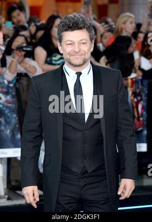 Andy Serkis (Ulysses Klaw) attending Marvel Avengers: The Age Of Ultron European Film Premiere held at the VUE cinema in Westfield, London Stock Photo
