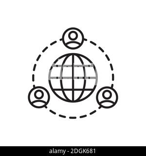 People network connection glyph outline icon vector global communication concept for graphic design, logo, web site, social media, mobile app, ui illu Stock Vector
