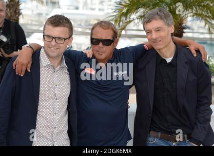 John McKenna, Chad McQueen and Gabriel Clarke attending Steve McQueen The Man and Le Mans Photocall photocall taking place during the 68th Festival de Cannes held at the Palais de Festival, Cannes, France.  (Mandatory Credit: Doug Peters/EMPICS Entertainment) Stock Photo