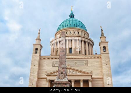 Potsdam, Germany - 02 December 2019: View of St. Nicholas Church (Nikolaikirche) with stella Stock Photo