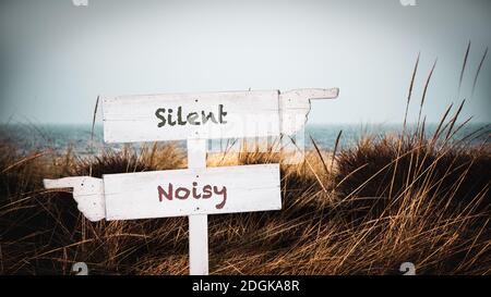 Street Sign Silent versus Noisy Stock Photo