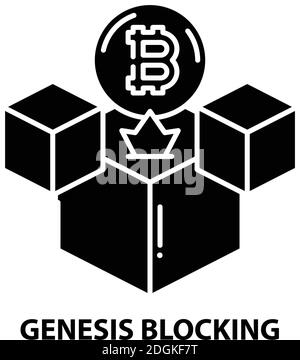 genesis block icon, black vector sign with editable strokes, concept ...