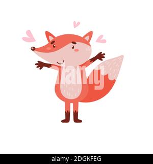 Happy fox. Simple illustration on an isolated background. Can be used as a design for office supplies, prints on clothes. Stock Vector