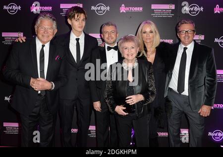 Gloria Hunniford, husband Stephen Way and children Gabrielle, Michael and Paul with his new wife arriving at the PINKTOBER charity dinner in association with Hard Rock, The Dorchester Hotel, London.  Stock Photo