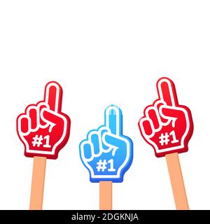 Color gloves icon. Hand up with number 1 text. Victory. Support concept. Vector on isolated white background. EPS 10. Stock Vector