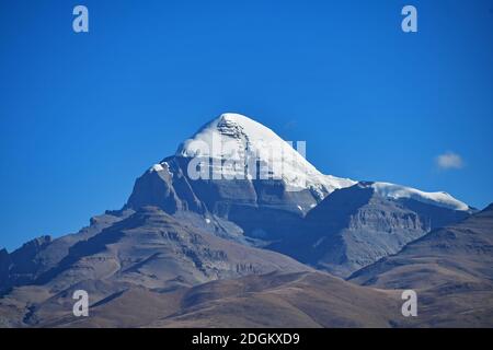 The south of Mount Gang Rinpoche is the Lhanag-tso Ghost Lake and a large grassland. The northern side of Mount Gang Rinpoche is like a towering pyram Stock Photo