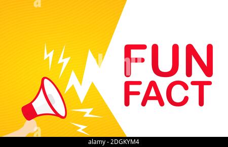 Hand holding megaphone with Fun fact text banner. Announcement. Loudspeaker. For business, promotion and advertising. Vector on isolated white backgro Stock Vector