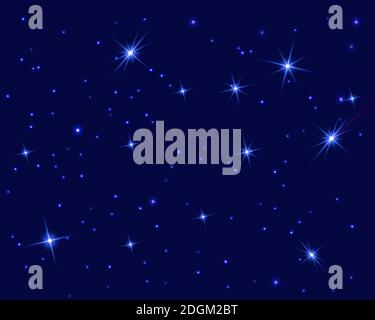 Starry sky with bright and dim stars. Dark star seamless pattern. Vector illustration of the starry sky. Stock Vector