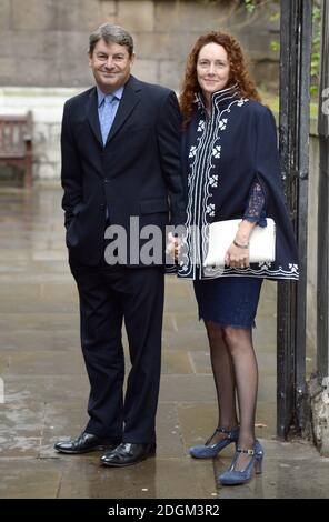 Charlie Brooks and Rebekah Brooks attending the Rupert Murdoch and Jerry Hall Wedding Blessing at St Brides Church, Fleet St, London Stock Photo