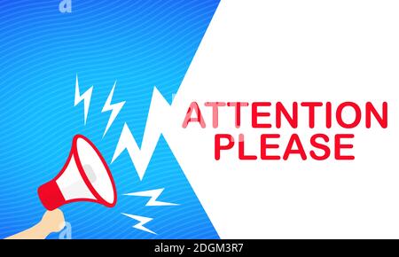 Attention please vector poster with voice megaphone. Speech ...