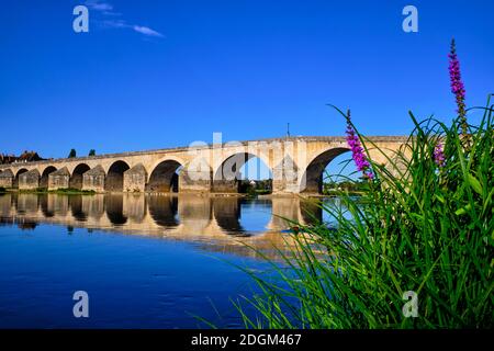 France, Loiret (45), Gien, old bridge Stock Photo