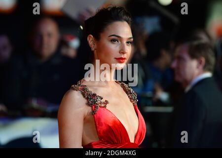 Gal Gadot attending the European Premiere of Batman v Superman: Dawn Of Justice in Leicester Square, London. Stock Photo