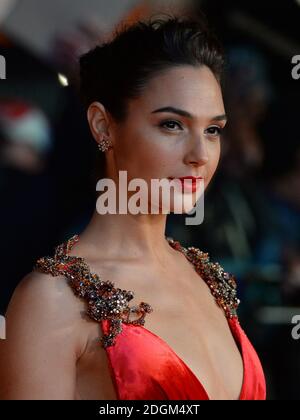 Gal Gadot attending the European Premiere of Batman v Superman: Dawn Of Justice in Leicester Square, London. Stock Photo