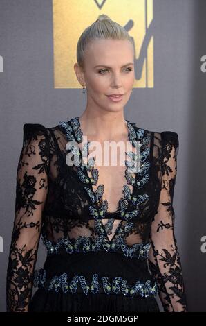 Charlize Theron arriving at the 2016 MTV Movie Awards, Warner Bros Studios, Burbank, Los Angeles. Photo Credit should read: Doug Peters/EMPICS Entertainment Stock Photo