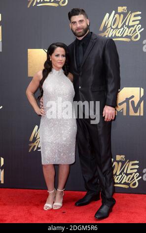 Jenelle Evans and David Eason arriving at the 2016 MTV Movie Awards, Warner Bros Studios, Burbank, Los Angeles. Photo Credit should read: Doug Peters/EMPICS Entertainment Stock Photo