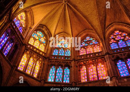 France, Nièvre (58), Nevers, Saint-Cyr-et-Sainte-Julitte cathedral on the way to Saint-Jacques de Compostelle, contemporary stained glass, Loire valle Stock Photo