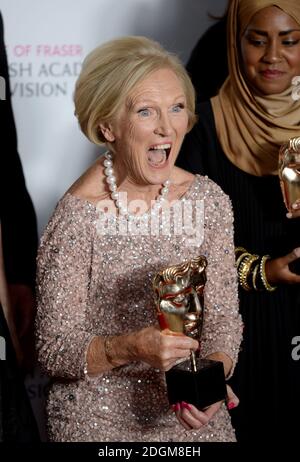 Mary Berry with the award for Best Feature for The Great British Bake Off  in the press room the House of Fraser BAFTA TV Awards 2016 at the Royal Festival Hall, Southbank, London. Stock Photo