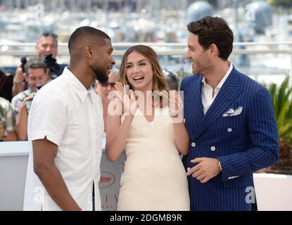 Usher Raymond IV, Ana De Armas and Edgar Ramirez attending the Hands of Stone photocall, held at the Palais De Festival. Part of the 69th Cannes Film Festival in France.  Stock Photo