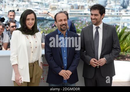 Taraneh Alidoosti, Ashgar Farhadi and Shahab Hosseini attending The Salesman photocall, held at the Palais De Festival, Cannes. Part of the 69th Cannes Film Festival in France. (Mandatory credit: Doug Peters/EMPICS Entertainment)   Stock Photo