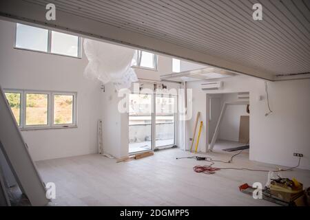 Interior doors stacked in a new apartment Stock Photo