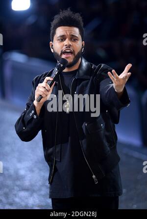 The Weeknd on stage during the 2016 Brit Awards at the O2 Arena, London ...