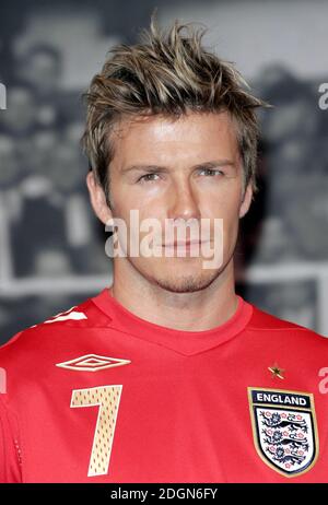 David Beckham unveiling the new England strip, at the Radisson Hotel, Manchester. Doug Peters/allactiondigital.com Stock Photo