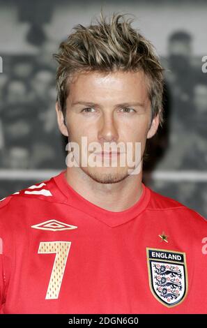 David Beckham unveiling the new England strip, at the Radisson Hotel, Manchester. Doug Peters/allactiondigital.com Stock Photo