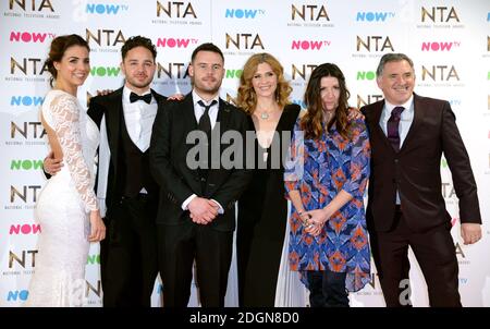 The cast of Emmerdale with the award for Best Serial Drama in the press room at the National Television Awards 2017 held at the O2, London. Photo credit should read: Doug Peters/EMPICS Entertainment Stock Photo