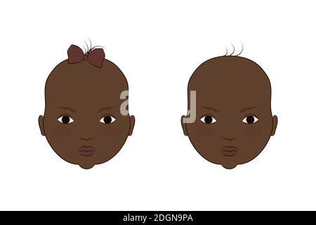 African American Twins Boy And Girl Vector Illustration Of The Portrait Of Cute Babies Stock Vector Image Art Alamy