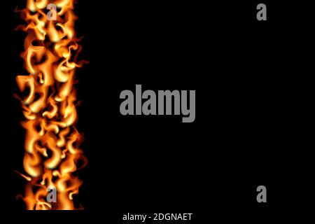 A seamless vertical fire strip. Vector illustration. Burning design. Stock Vector